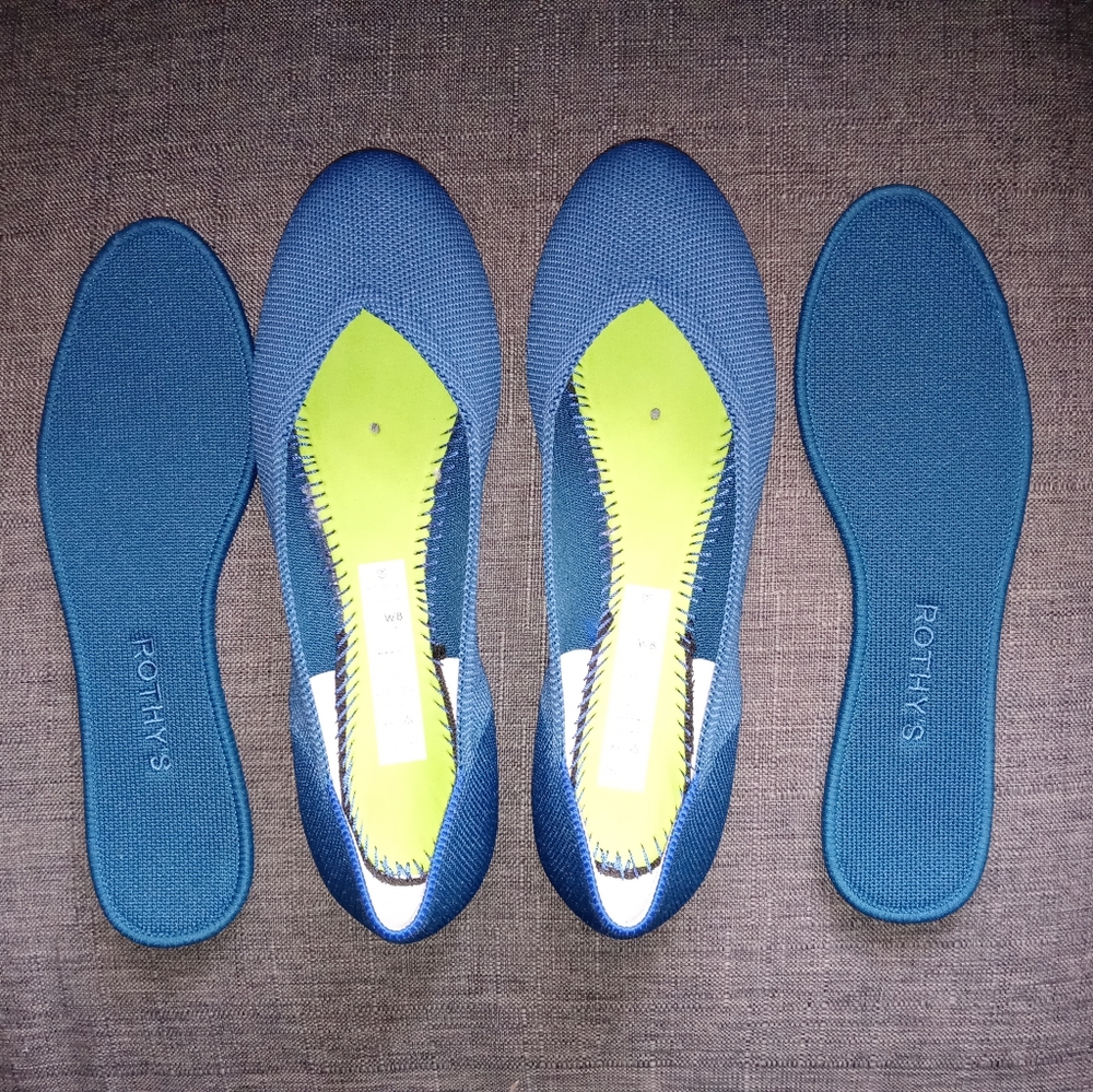 🆕Rothy's | The Flat Blue Ballet Flats Deep Ocean Retired - Women's Size 8 NEW!